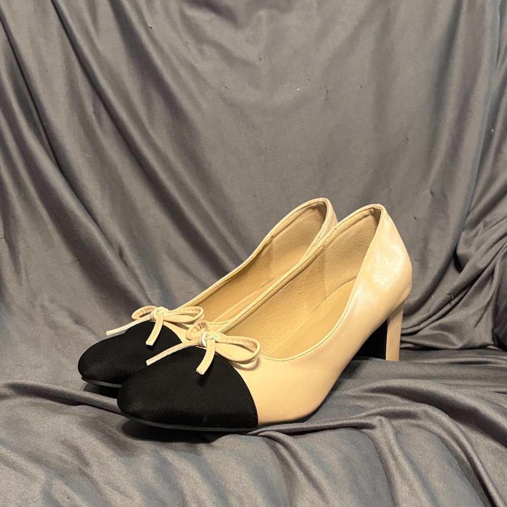 Elegant Black and Cream Women's Heels
